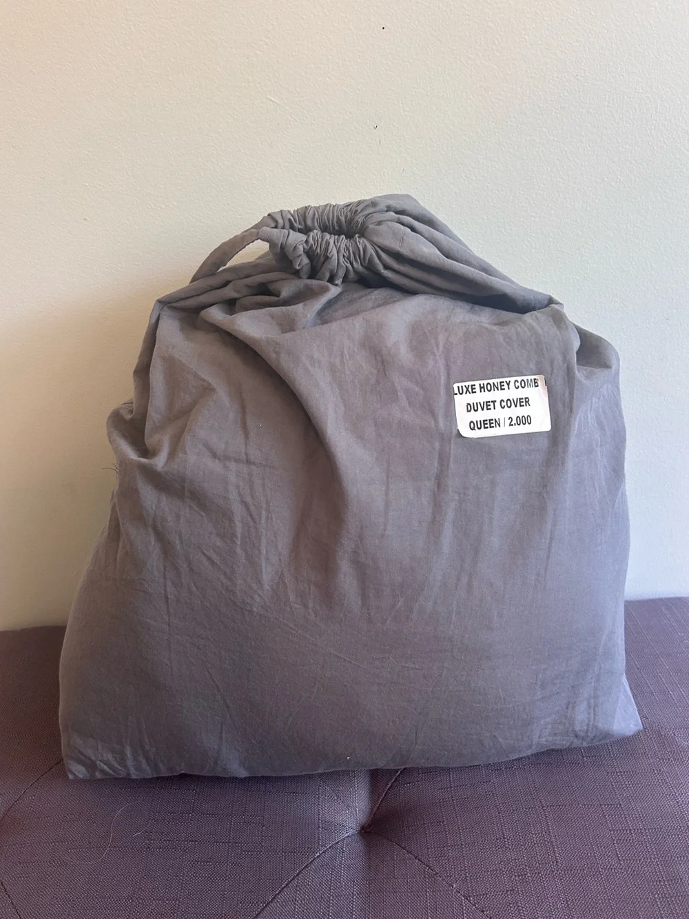 NWT Quince Organic Luxe Honeycomb Grey Duvet Cover!